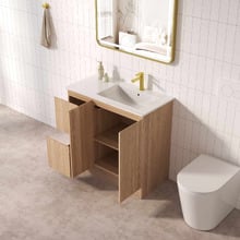 Byron 900mm Light Oak Freestanding Vanity with Removable Kickboard
